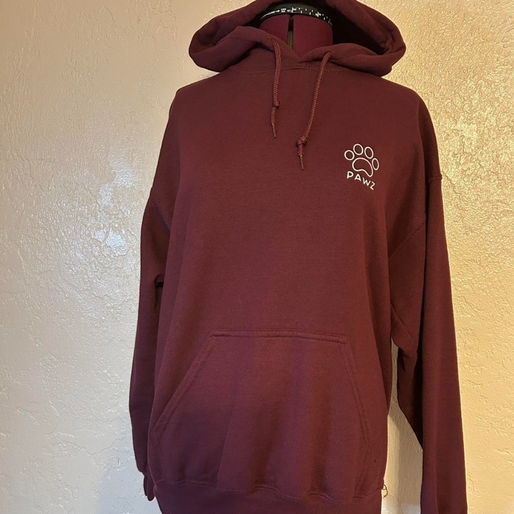 PAWZ Burgundy Dog Mom Sweatshirt hoodie with Paw Print - Picture 2 of 4